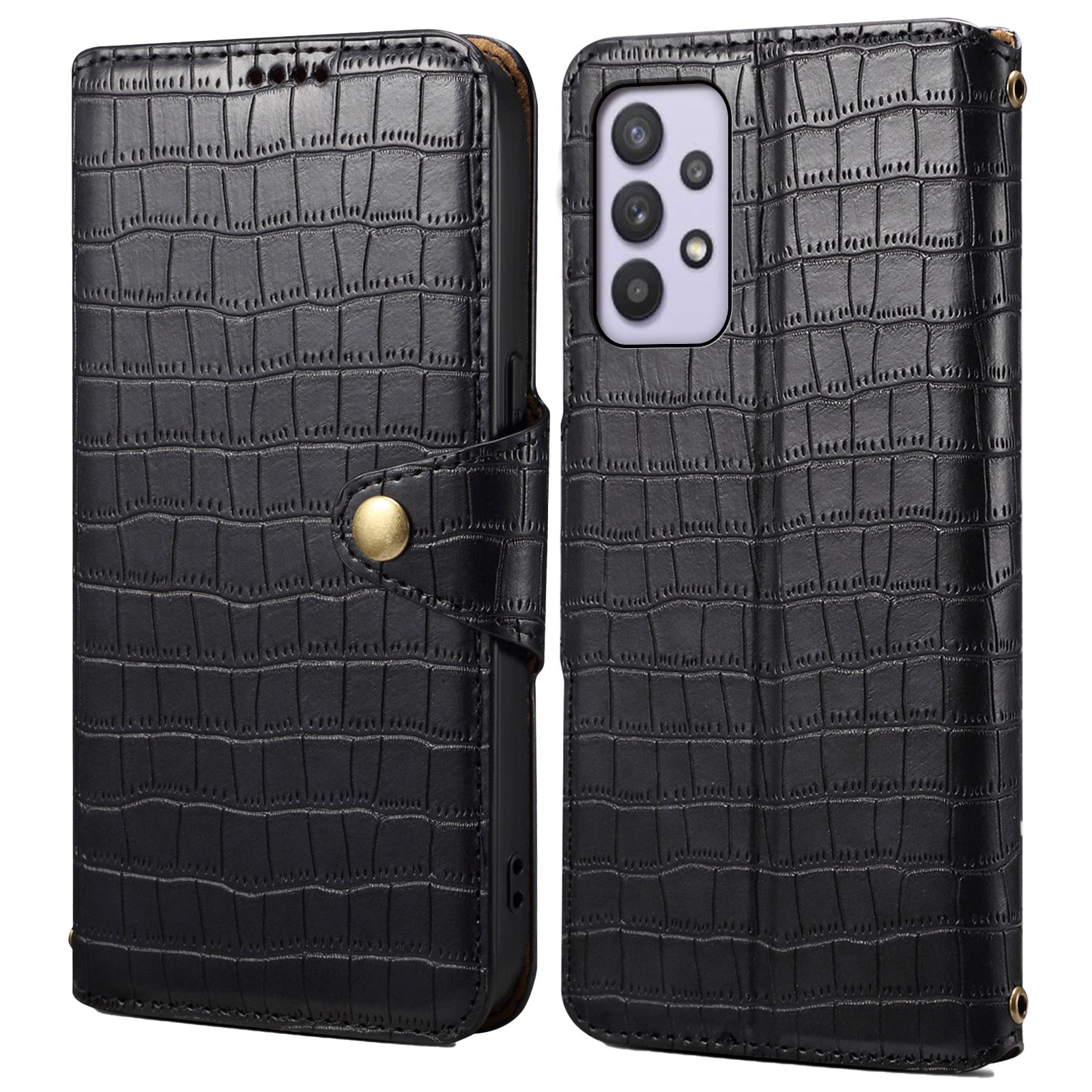 For Samsung Galaxy A32 5G / M32 5G Wallet Phone Case with Stand Crocodile Texture Leather Cover
