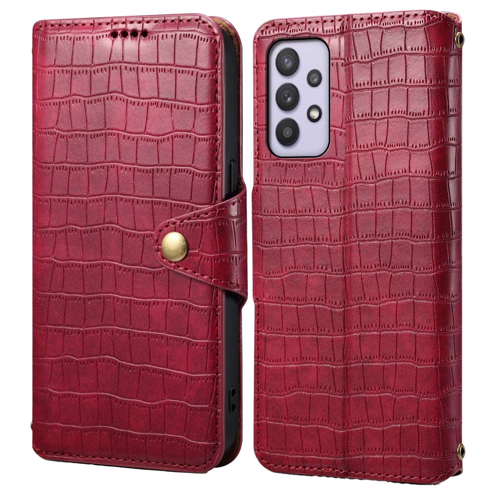 For Samsung Galaxy A32 5G / M32 5G Wallet Phone Case with Stand Crocodile Texture Leather Cover