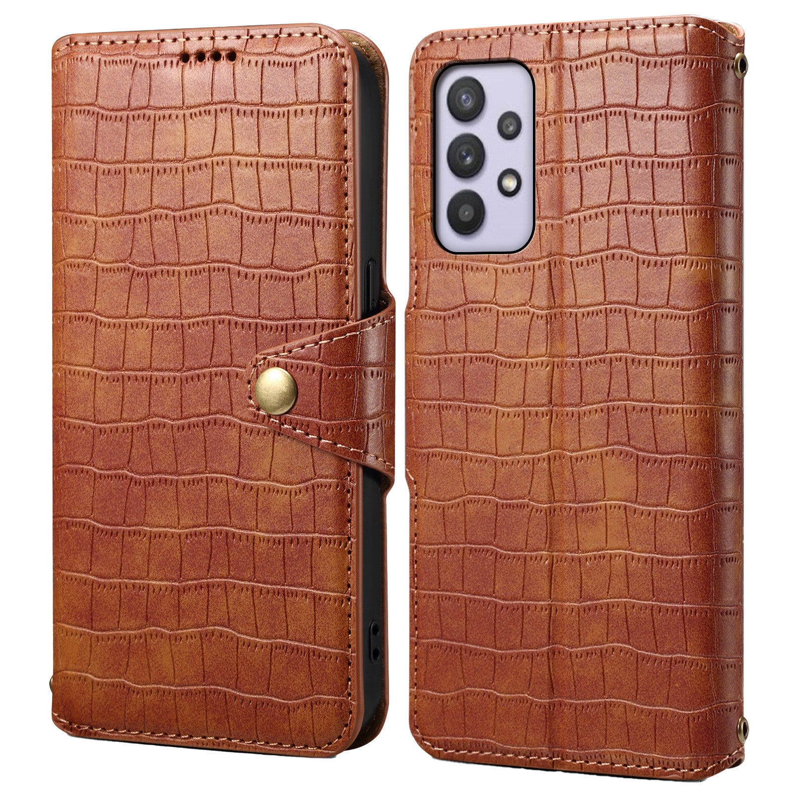For Samsung Galaxy A32 5G / M32 5G Wallet Phone Case with Stand Crocodile Texture Leather Cover