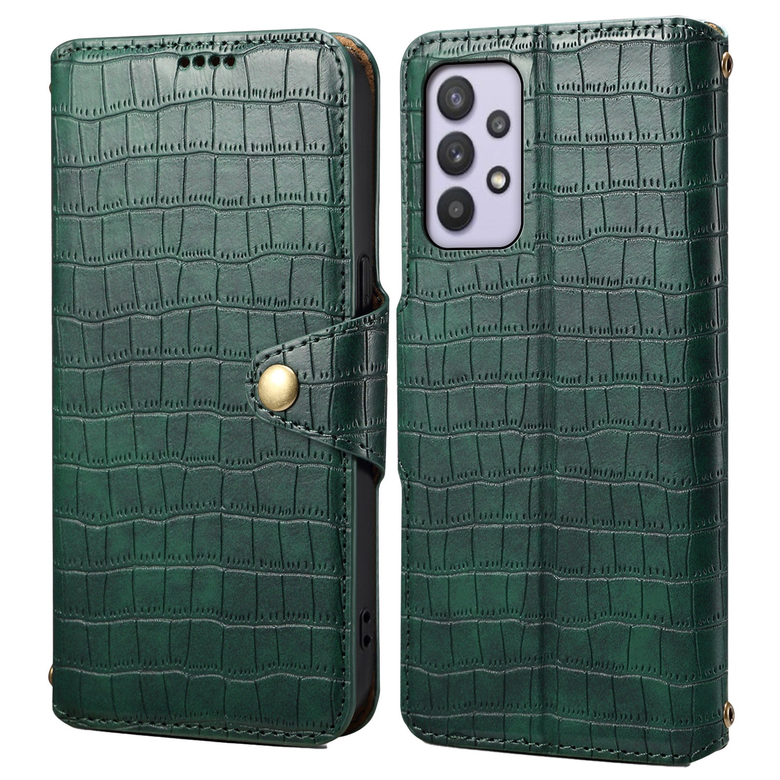 For Samsung Galaxy A32 5G / M32 5G Wallet Phone Case with Stand Crocodile Texture Leather Cover