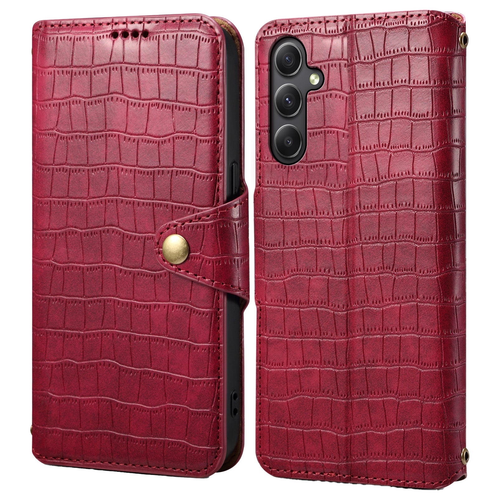 For Samsung Galaxy A34 5G Case Crocodile Texture Leather Stand Folio Smartphone Cover