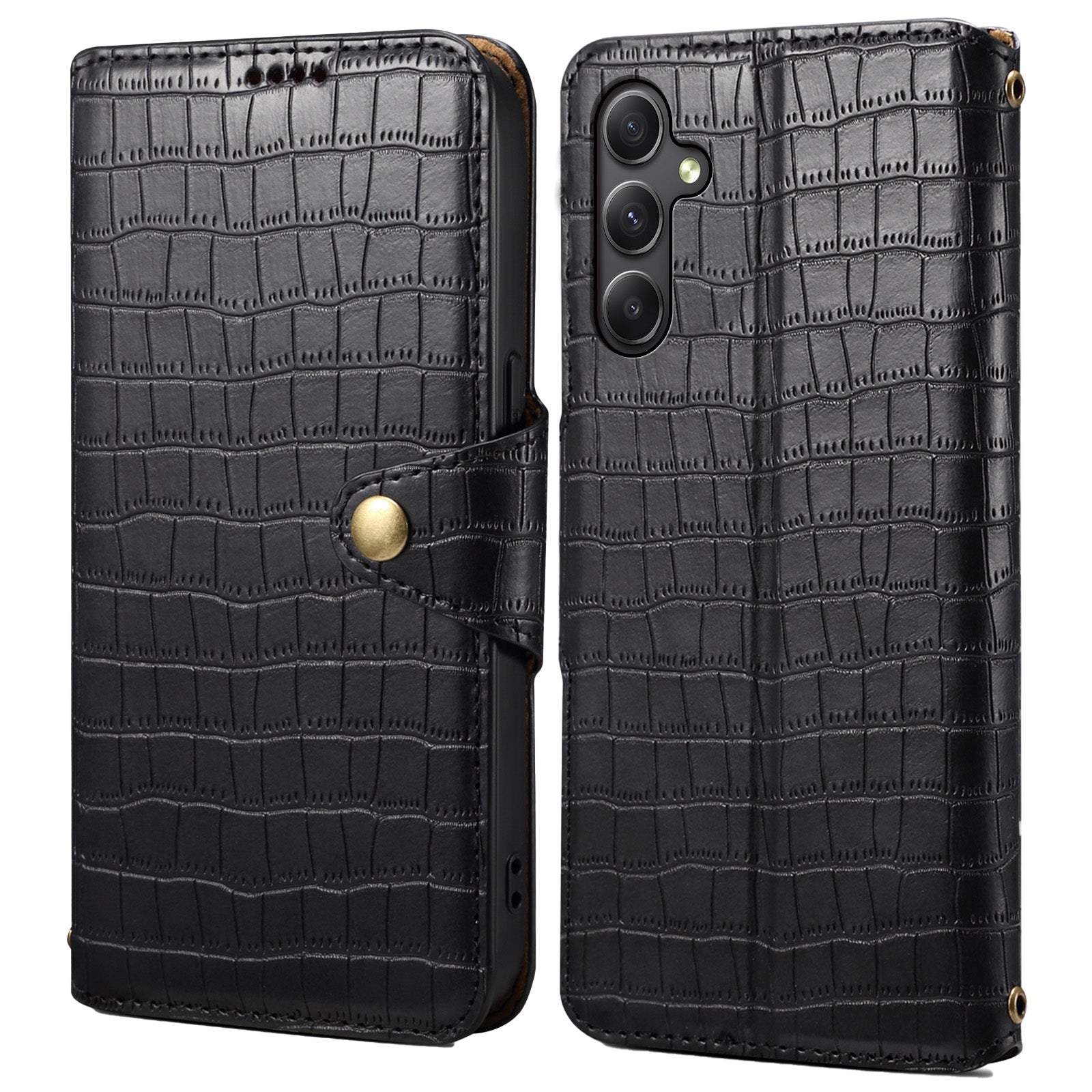 For Samsung Galaxy A24 4G (162.1 x 77.6 x 8.3mm) Wallet Case Leather Crocodile Texture Phone Cover