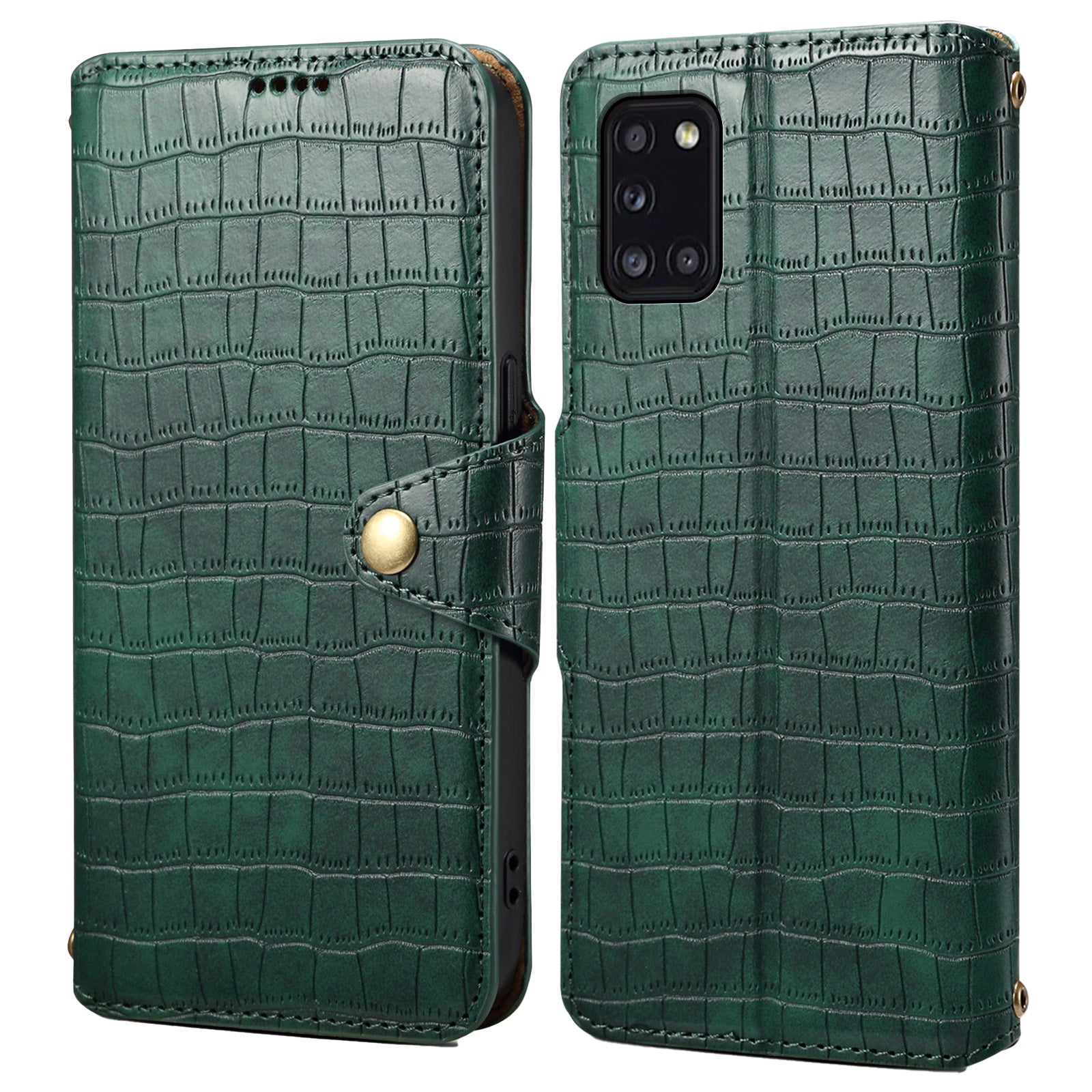 For Samsung Galaxy A31 Case PU Leather Wallet Stand Phone Cover Crocodile Texture