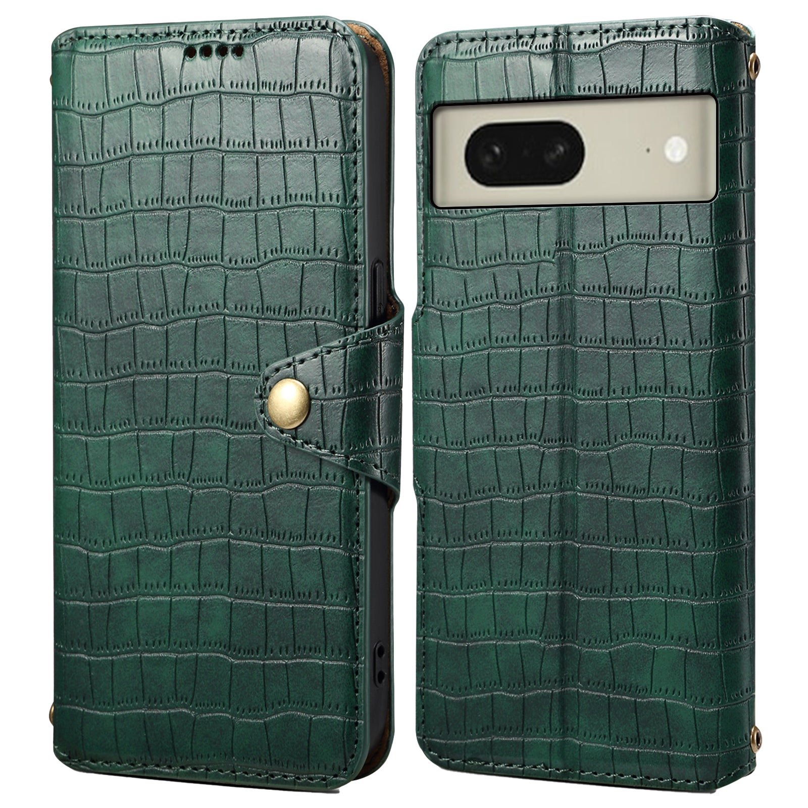 For Google Pixel 8 Leather Case Crocodile Texture Full Protection Wallet Phone Cover