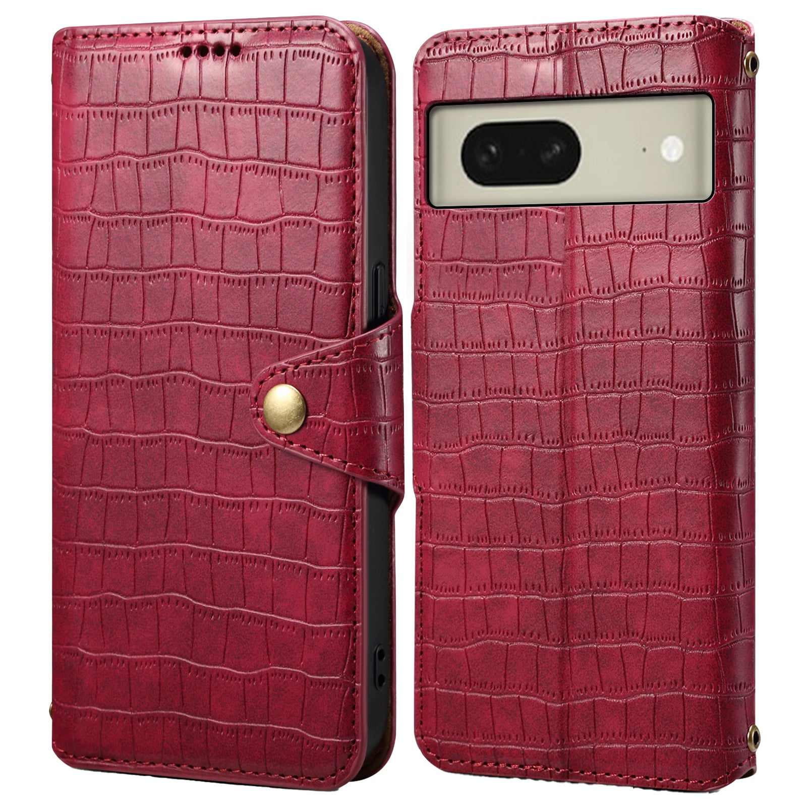 For Google Pixel 8 Leather Case Crocodile Texture Full Protection Wallet Phone Cover