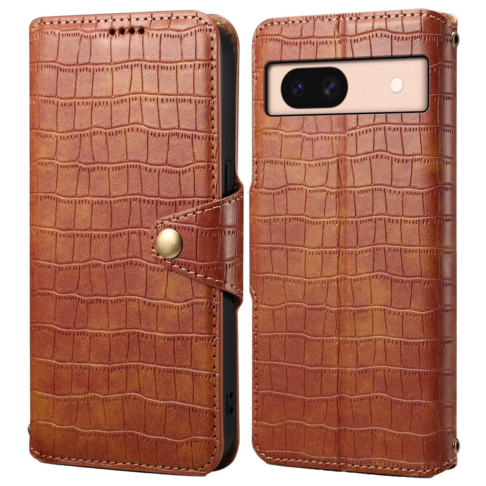 For Google Pixel 8a Phone Cover Crocodile Texture Wallet Case with Folding Stand