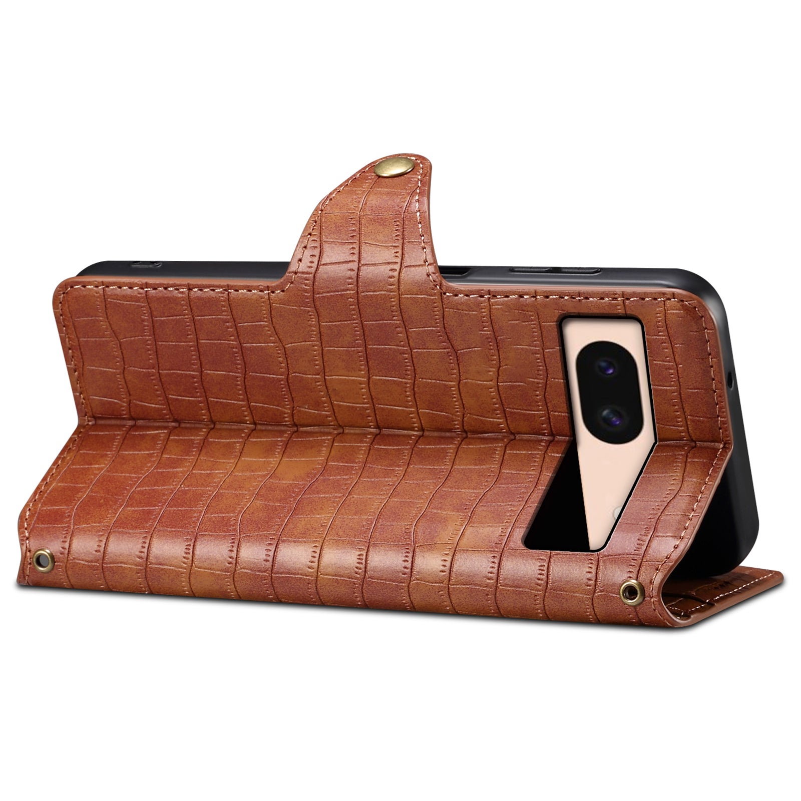 For Google Pixel 8a Phone Cover Crocodile Texture Wallet Case with Folding Stand
