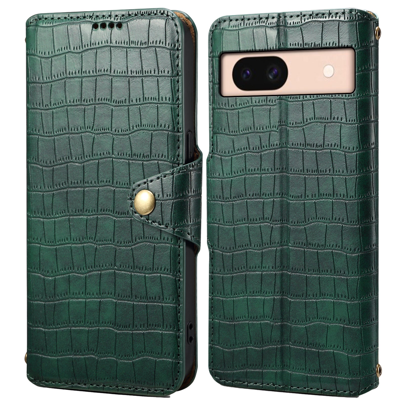 For Google Pixel 8a Phone Cover Crocodile Texture Wallet Case with Folding Stand