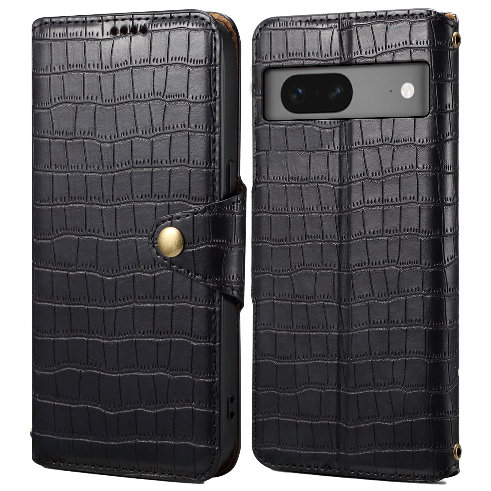 For Google Pixel 7 5G Leather Flip Case Crocodile Texture Wallet Phone Cover