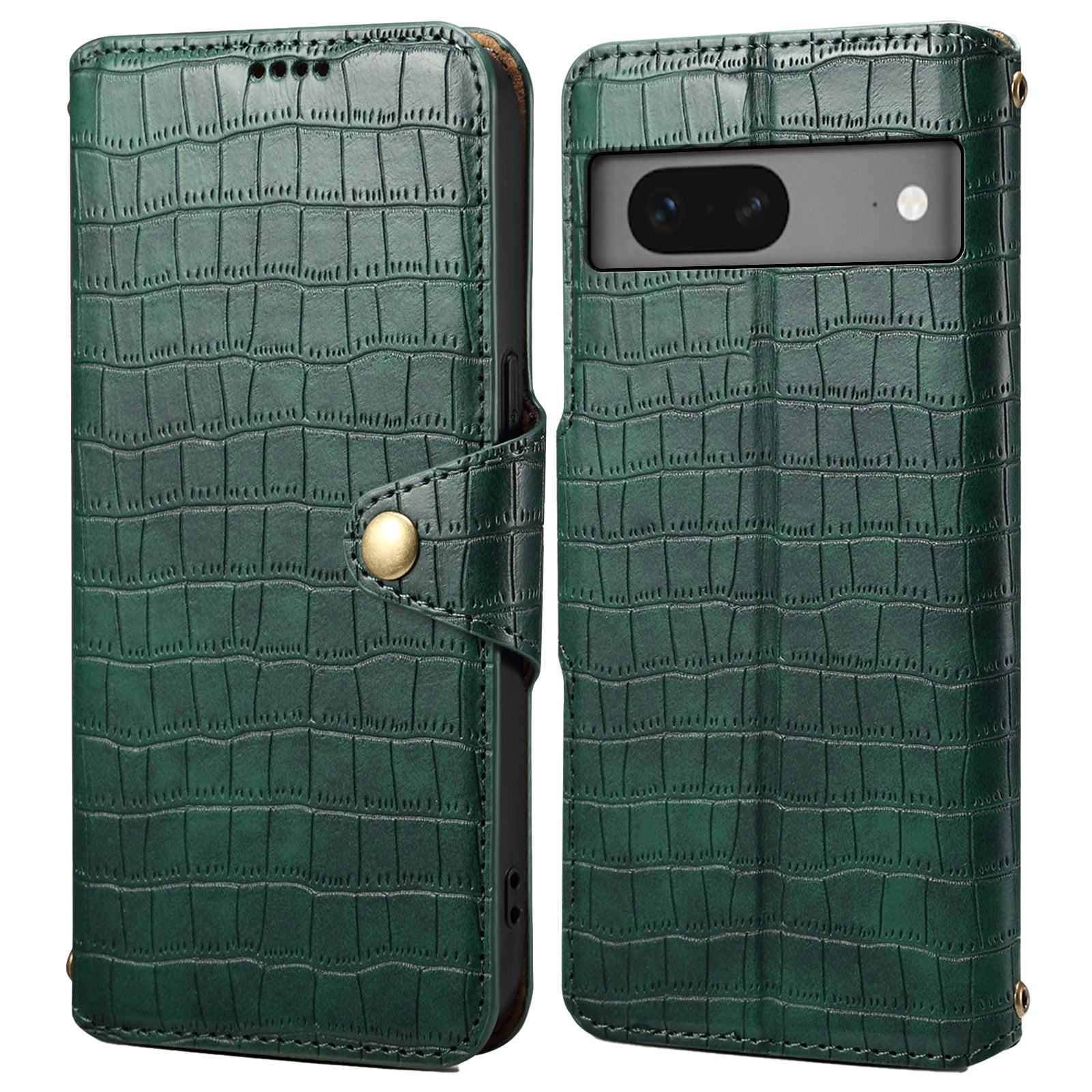 For Google Pixel 7 5G Leather Flip Case Crocodile Texture Wallet Phone Cover