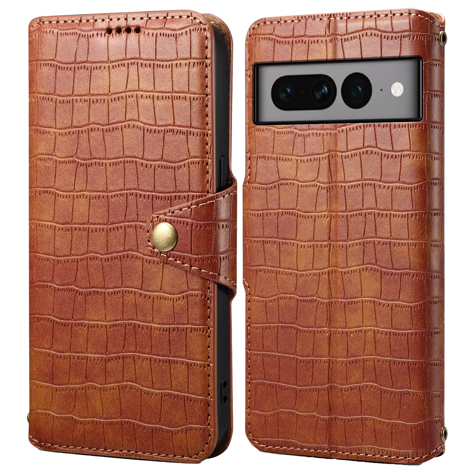 For Google Pixel 7 Pro 5G Leather Case Drop Protection Crocodile Texture Wallet Stand Phone Cover