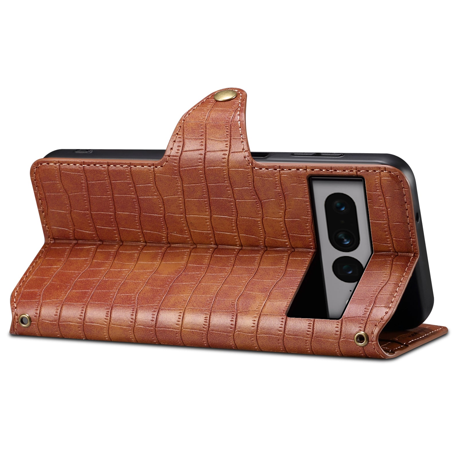 For Google Pixel 7 Pro 5G Leather Case Drop Protection Crocodile Texture Wallet Stand Phone Cover