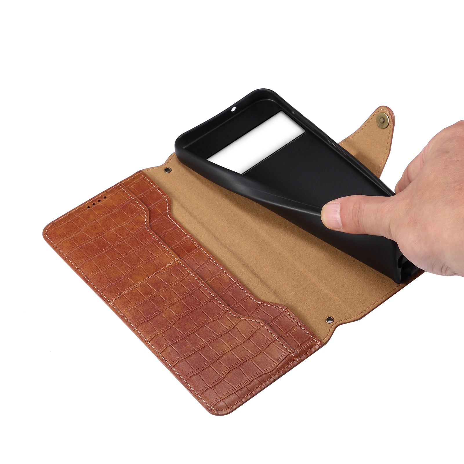 For Google Pixel 7 Pro 5G Leather Case Drop Protection Crocodile Texture Wallet Stand Phone Cover