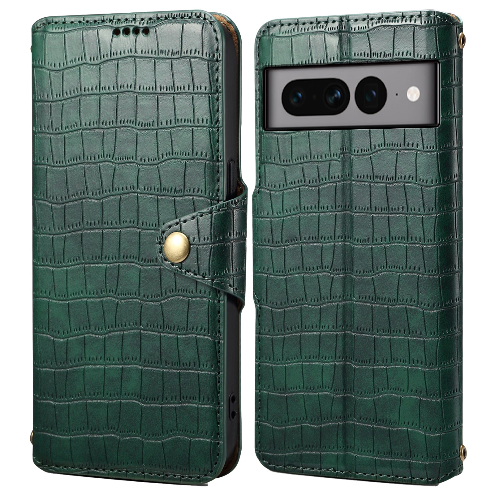 For Google Pixel 7 Pro 5G Leather Case Drop Protection Crocodile Texture Wallet Stand Phone Cover