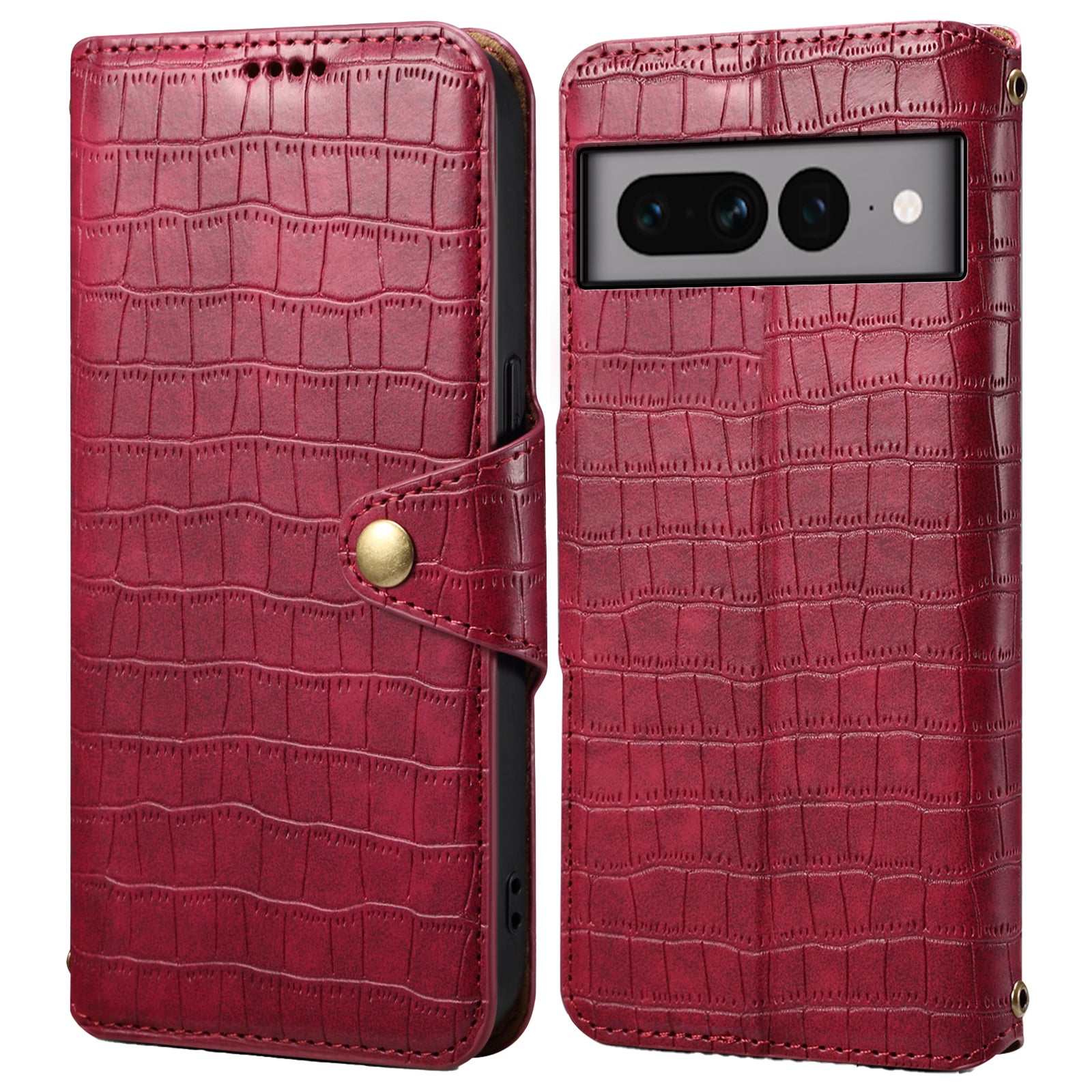 For Google Pixel 7 Pro 5G Leather Case Drop Protection Crocodile Texture Wallet Stand Phone Cover