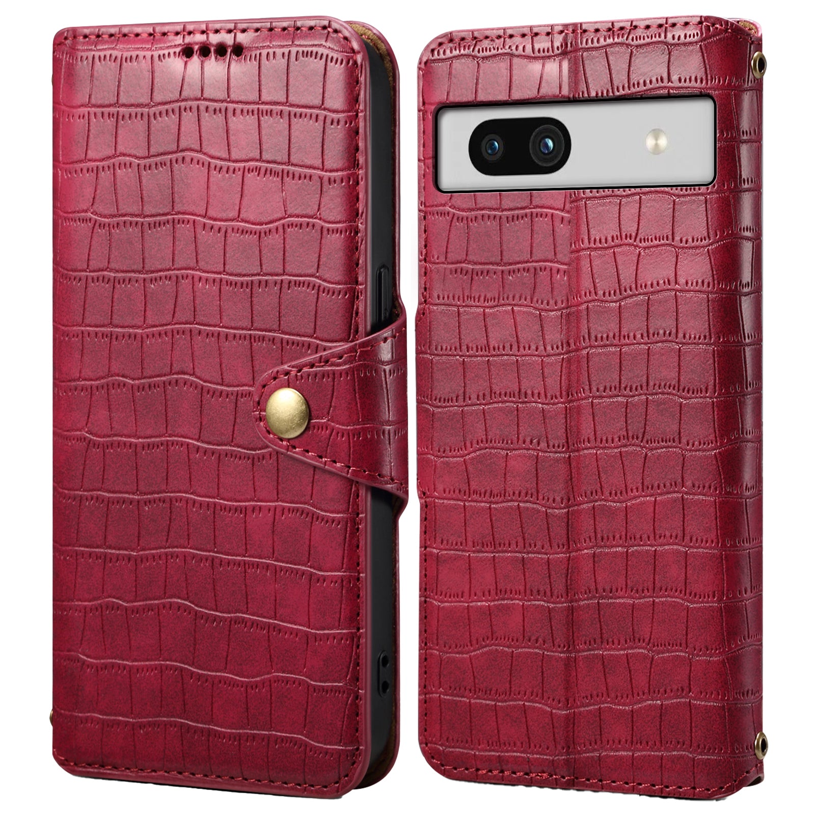 For Google Pixel 7a Case PU Leather Magnetic Clasp Stand Wallet Phone Cover