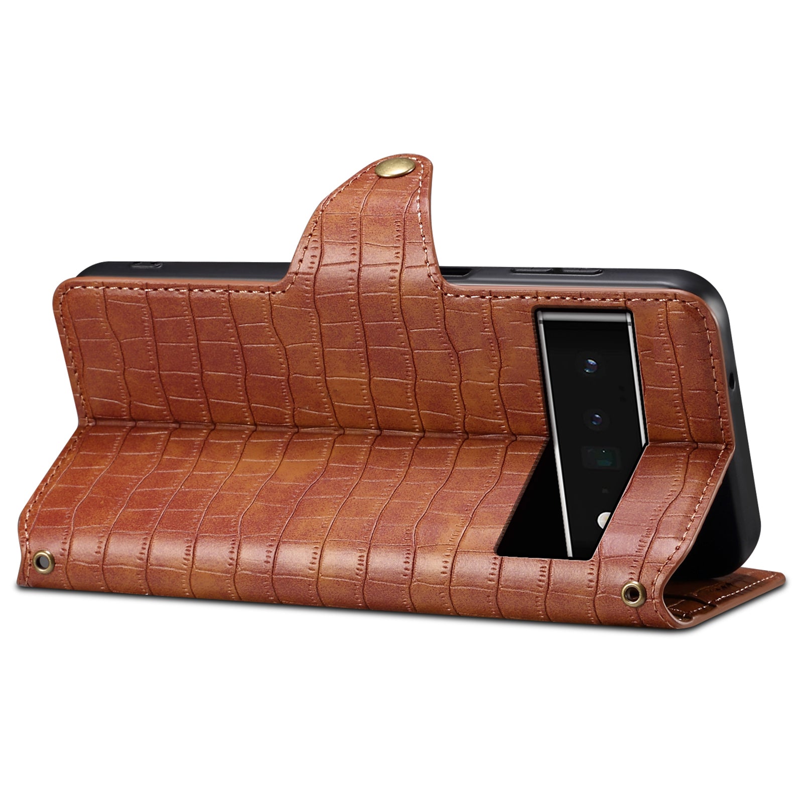 For Google Pixel 6 Pro 5G Case Crocodile Texture Stand Phone Wallet Cover