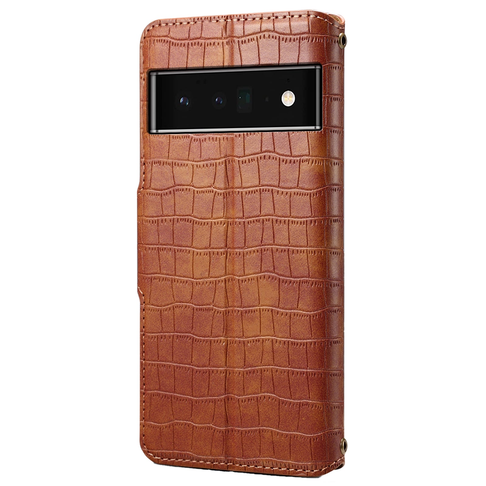 For Google Pixel 6 Pro 5G Case Crocodile Texture Stand Phone Wallet Cover