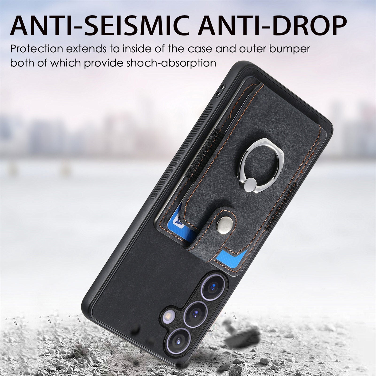 D2 For Samsung Galaxy S24+ Dustproof Phone Case Card Holder Ring Kickstand Protection Cover