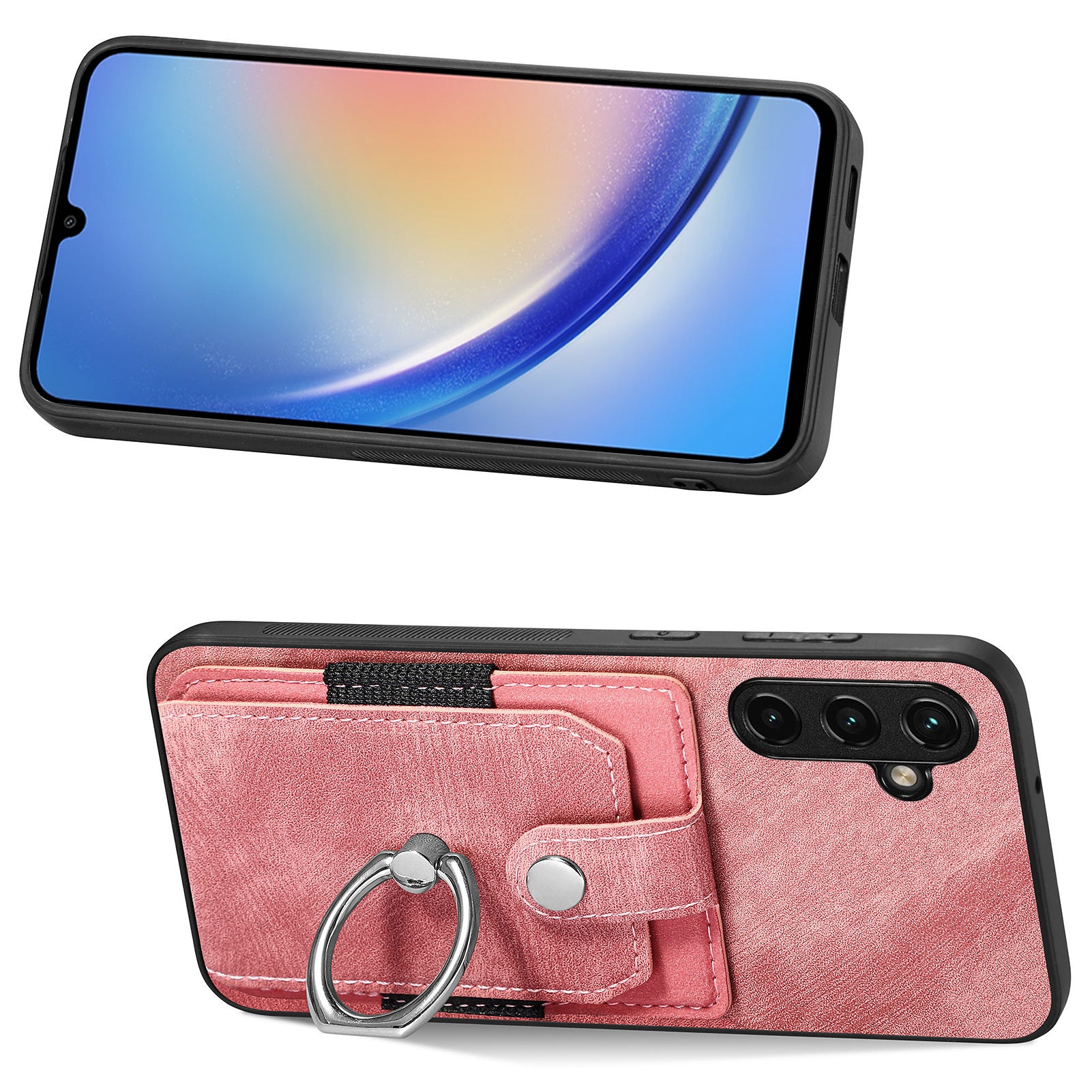 D2 For Samsung Galaxy A35 5G Case Vintage PU Leather+TPU Phone Cover with Ring Kickstand