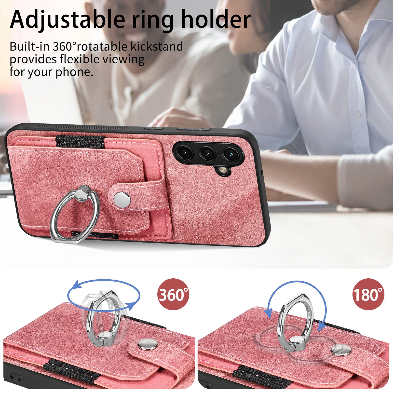 D2 For Samsung Galaxy A35 5G Case Vintage PU Leather+TPU Phone Cover with Ring Kickstand