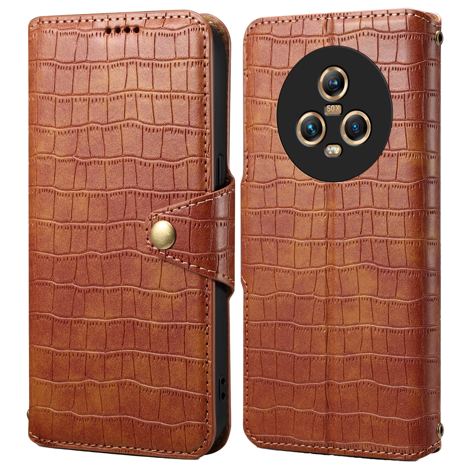 For Honor Magic5 Wallet Case Crocodile Texture Protective Leather Phone Cover