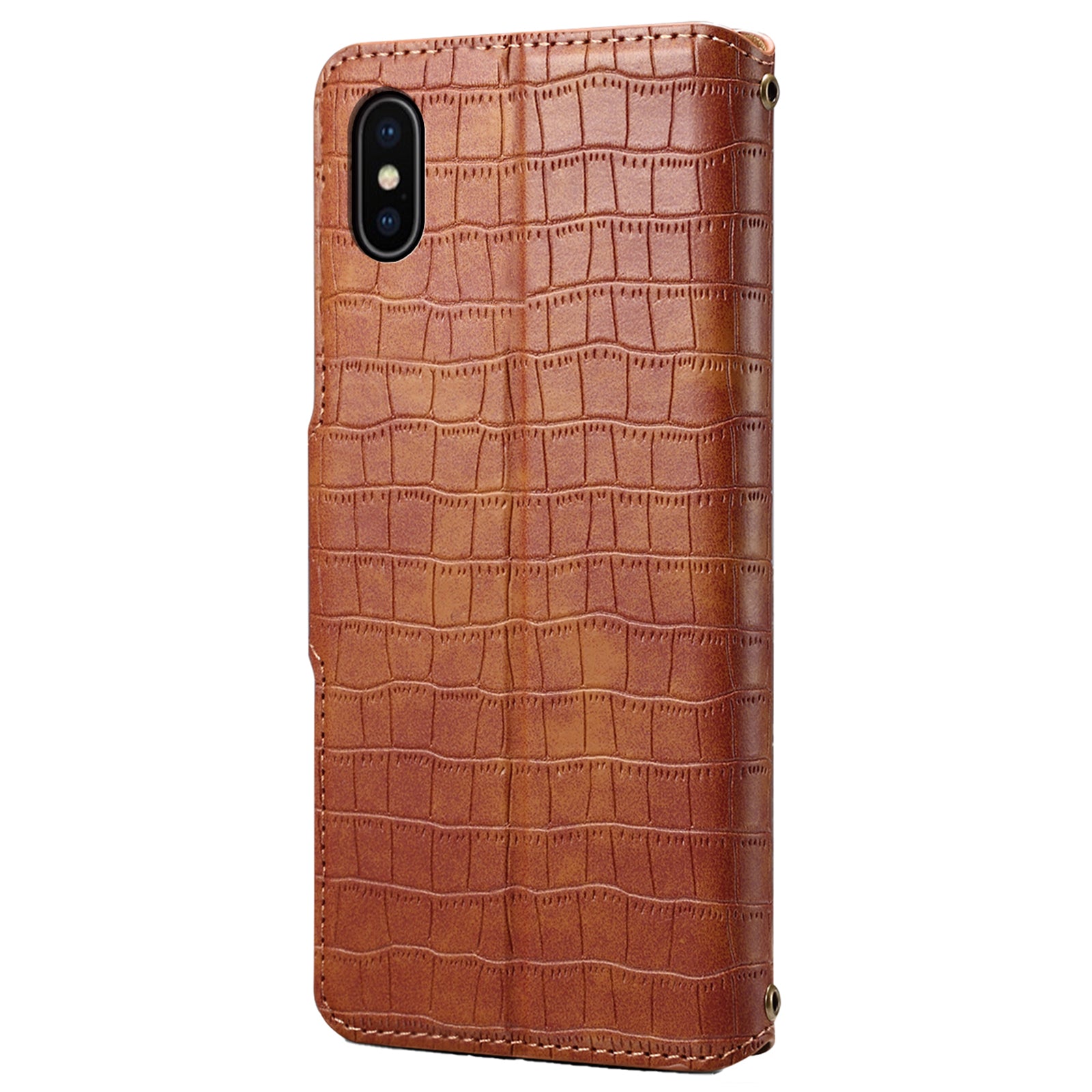 For iPhone X / XS Wallet Phone Cover Anti-Scratch PU Leather Case Stand Crocodile Texture Shell