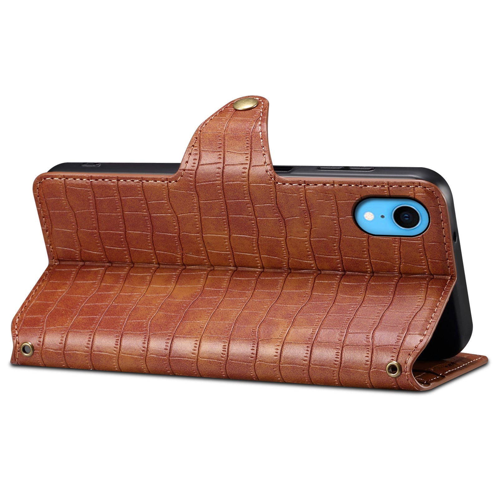 For iPhone XR 6.1 inch Anti-scratch Leather Case Crocodile Texture Wallet Phone Cover