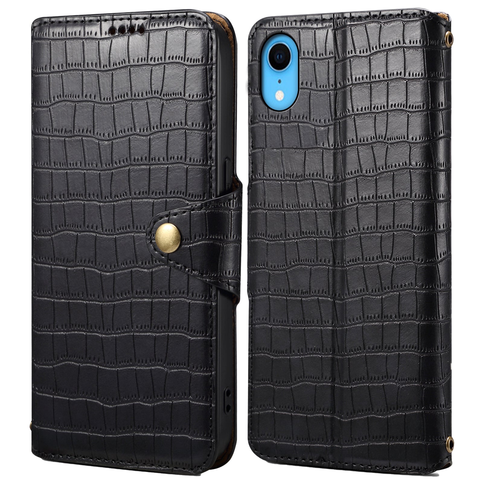 For iPhone XR 6.1 inch Anti-scratch Leather Case Crocodile Texture Wallet Phone Cover