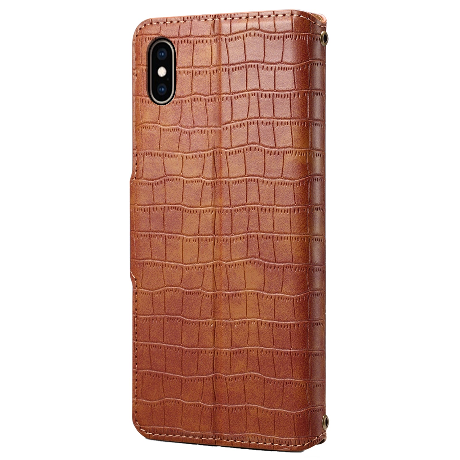 For iPhone XS Max Leather Case Crocodile Texture Phone Cover with Wallet Stand