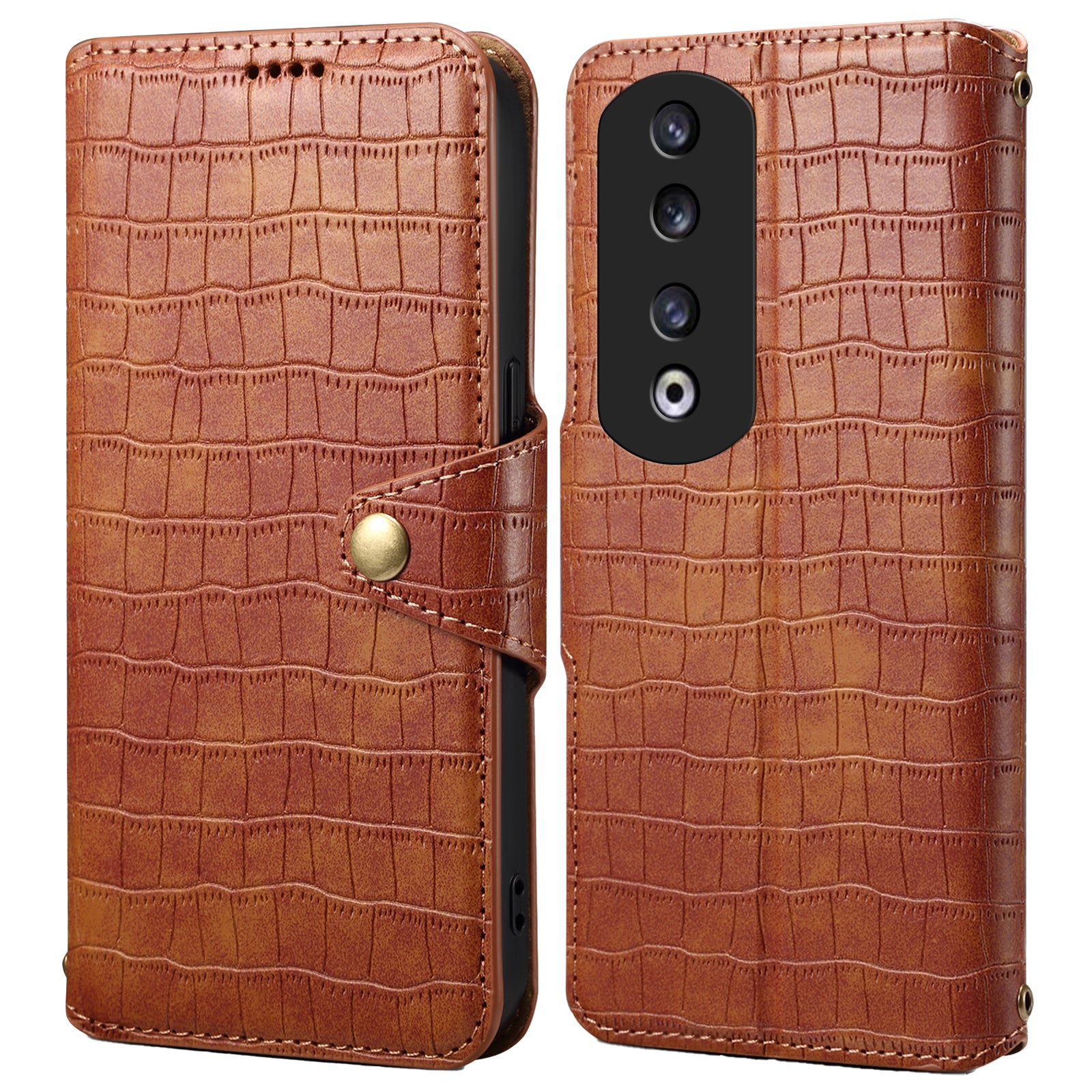 For Honor 90 Pro Case PU Leather+TPU Stand Phone Cover with Magnetic Clasp