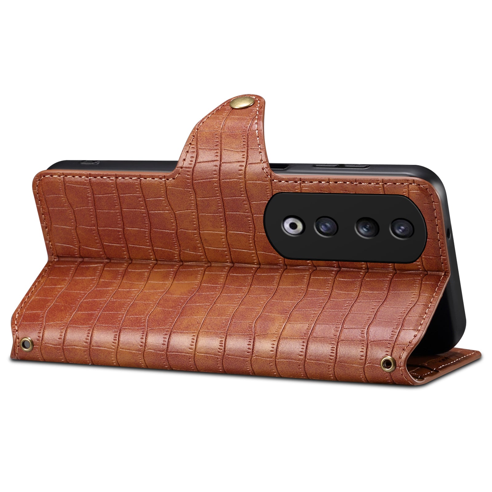 For Honor 90 Pro Case PU Leather+TPU Stand Phone Cover with Magnetic Clasp