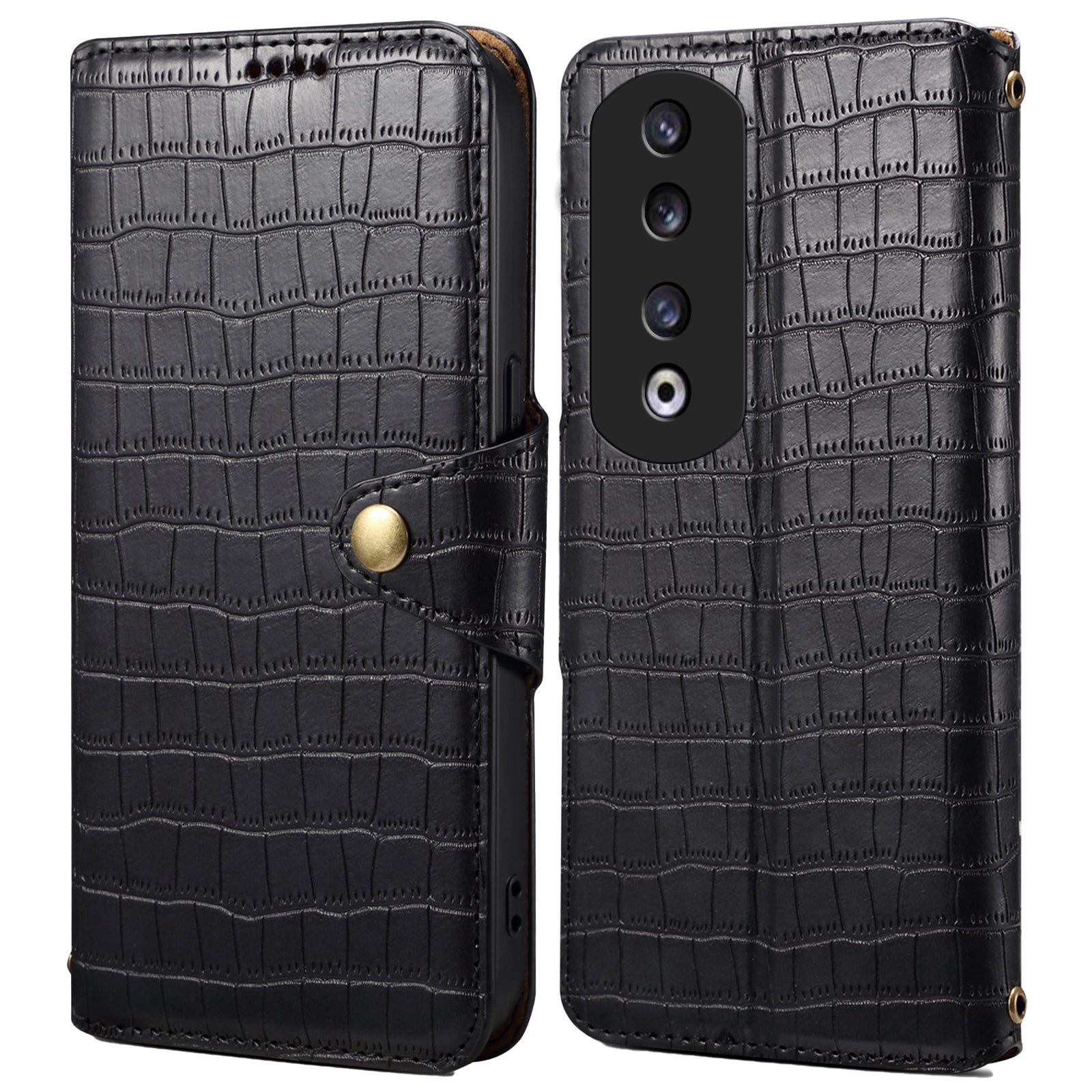 For Honor 90 Pro Case PU Leather+TPU Stand Phone Cover with Magnetic Clasp