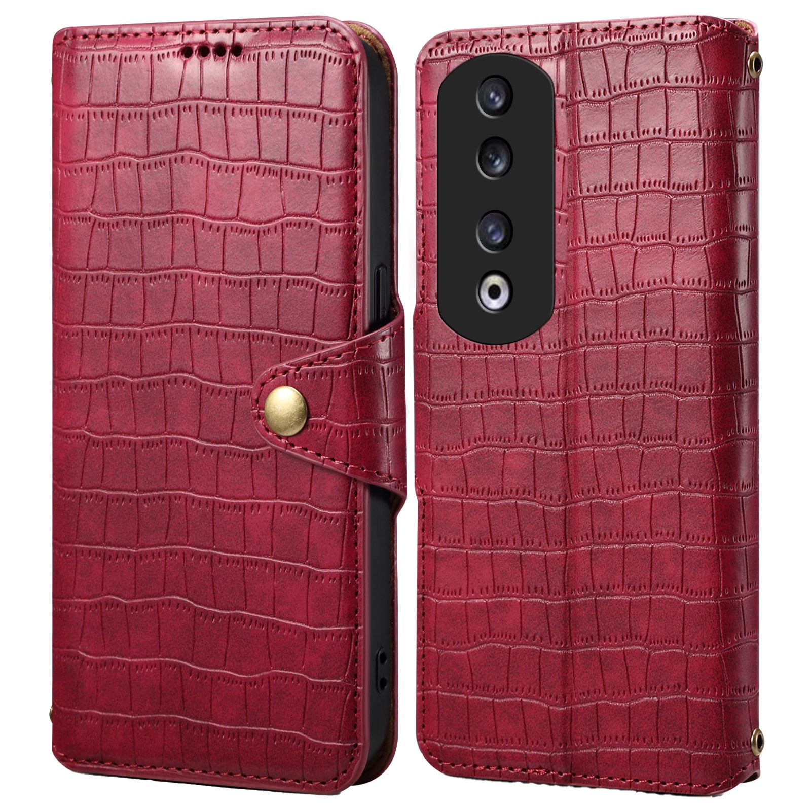 For Honor 90 Pro Case PU Leather+TPU Stand Phone Cover with Magnetic Clasp