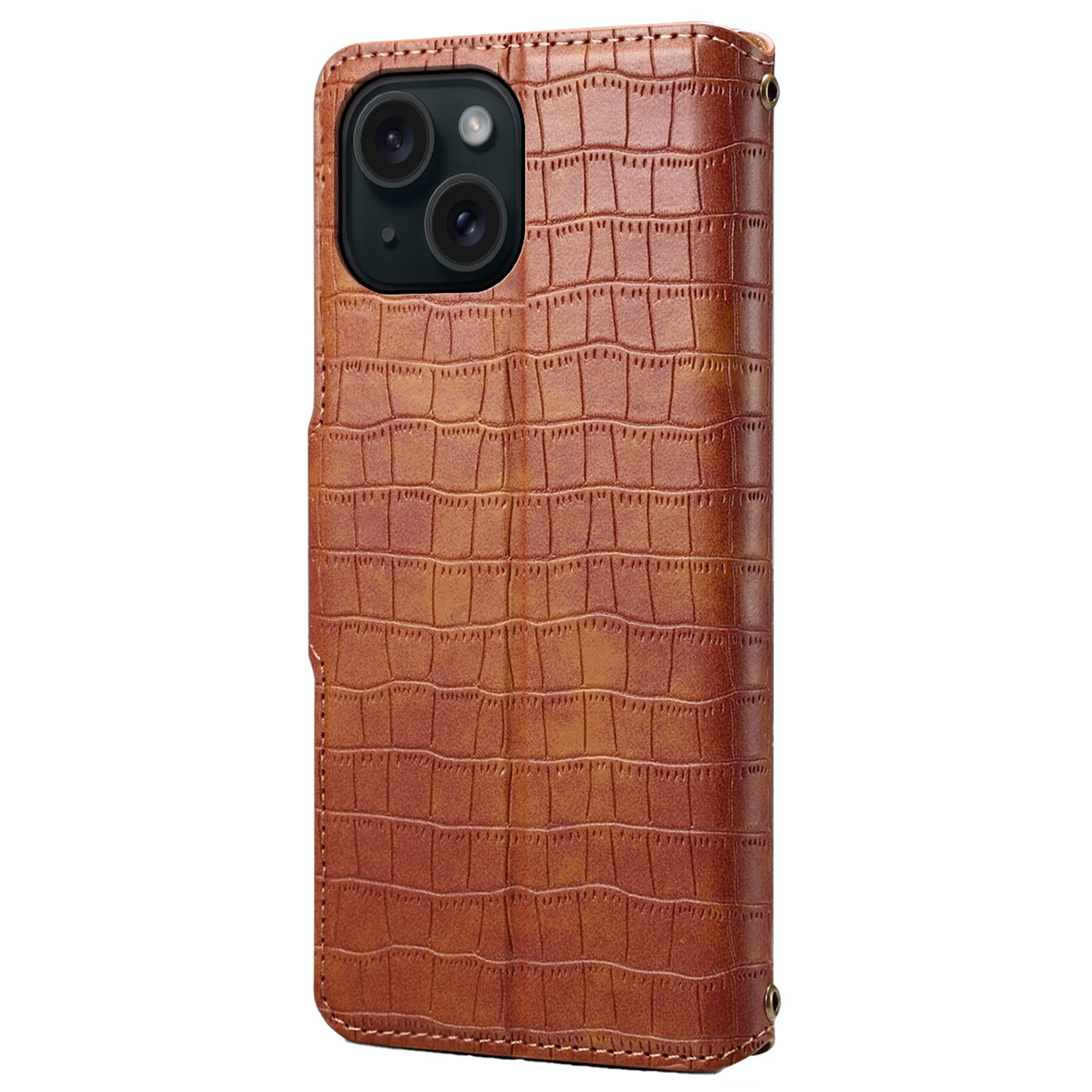 For iPhone 15 Leather Case Crocodile Texture Wallet Full Protection Phone Cover