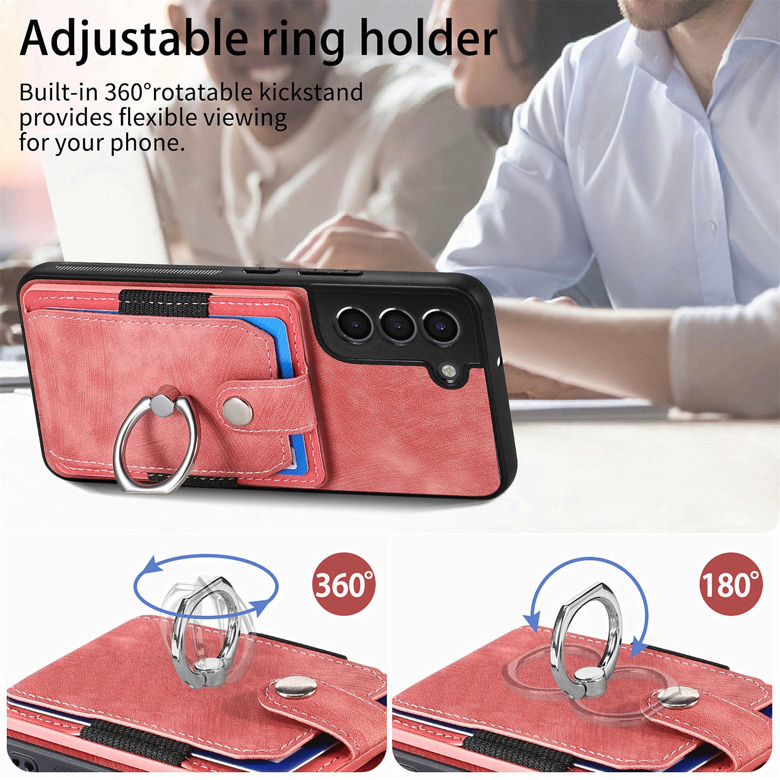 D2 For Samsung Galaxy S22+ 5G Kickstand Case TPU+PU Leather Phone Cover with Card Slot