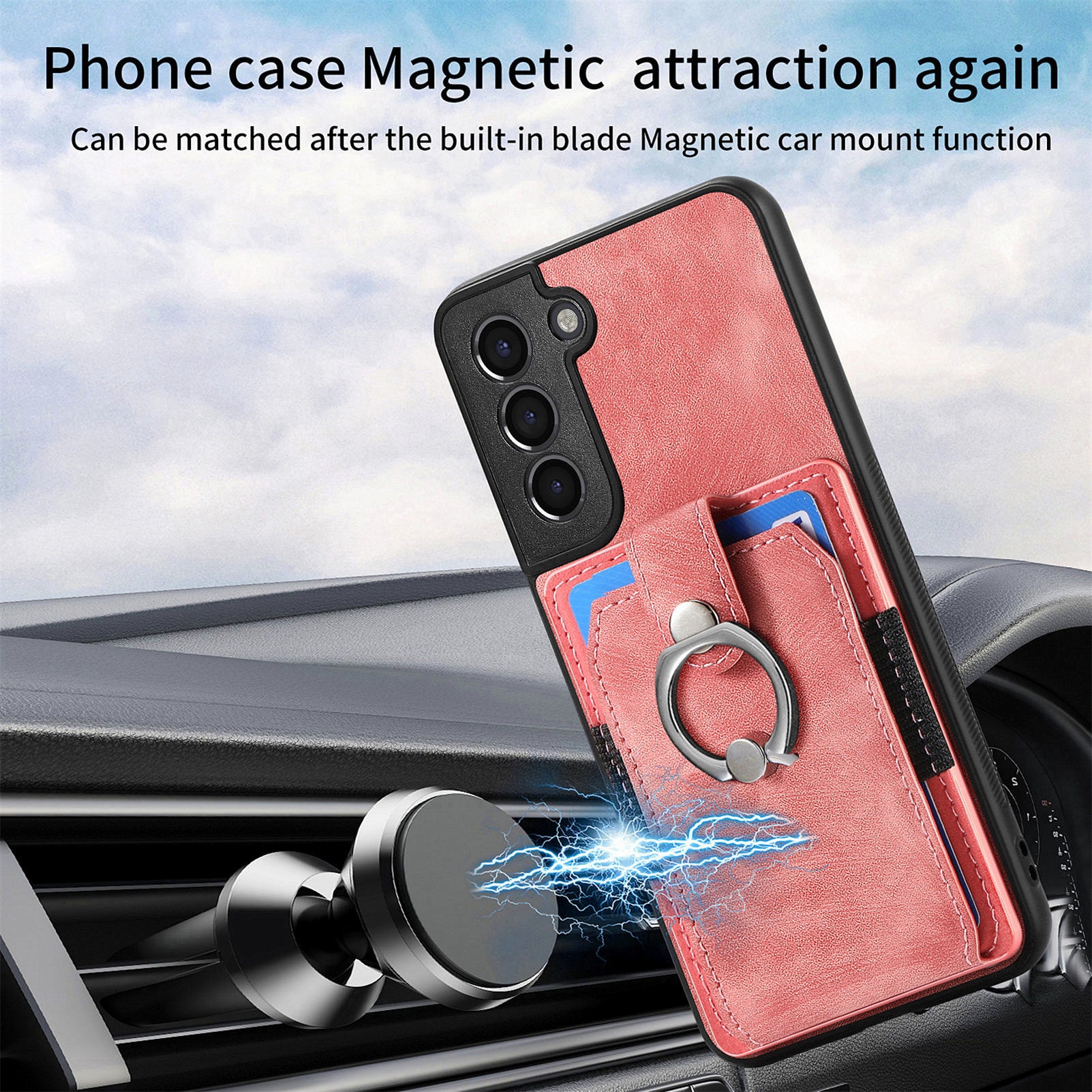 D2 For Samsung Galaxy S21 FE 5G Protective Case Ring Holder Kickstand TPU+PU Phone Case