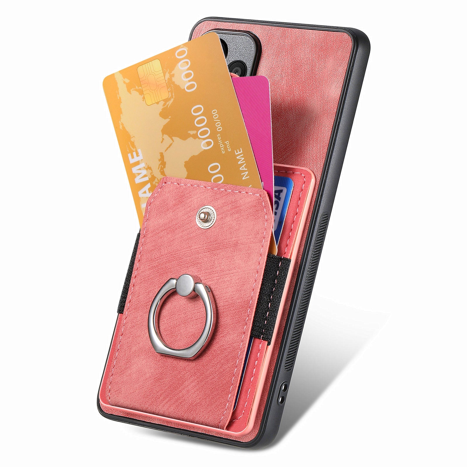 D2 For Samsung Galaxy S22 5G Cell Phone Case Ring Holder Kickstand Anti-fall Cover with Card Holder