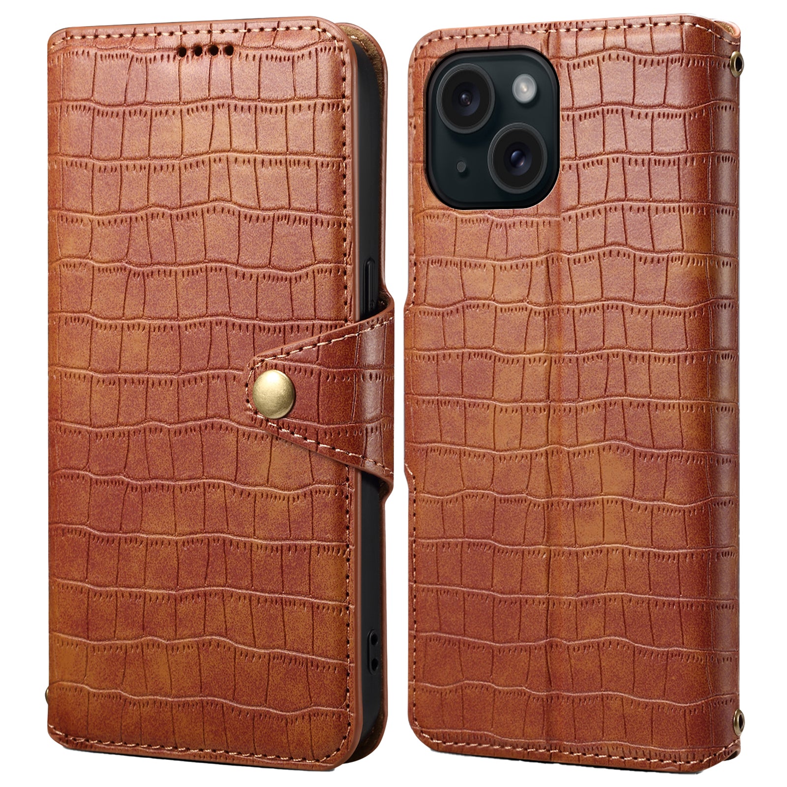 For iPhone 14 Case Crocodile Texture Leather Phone Cover with Wallet Card Slots