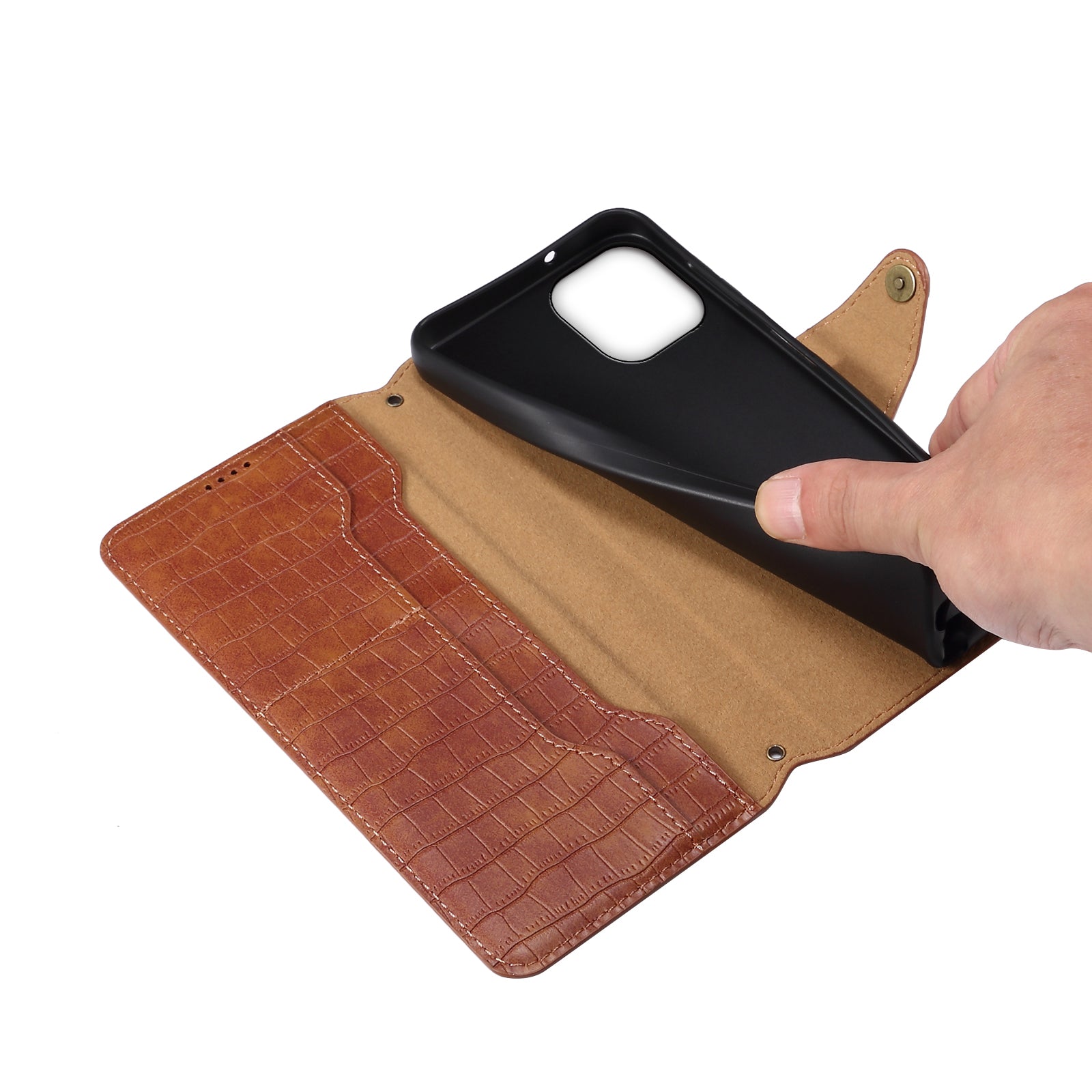 For iPhone 14 Case Crocodile Texture Leather Phone Cover with Wallet Card Slots