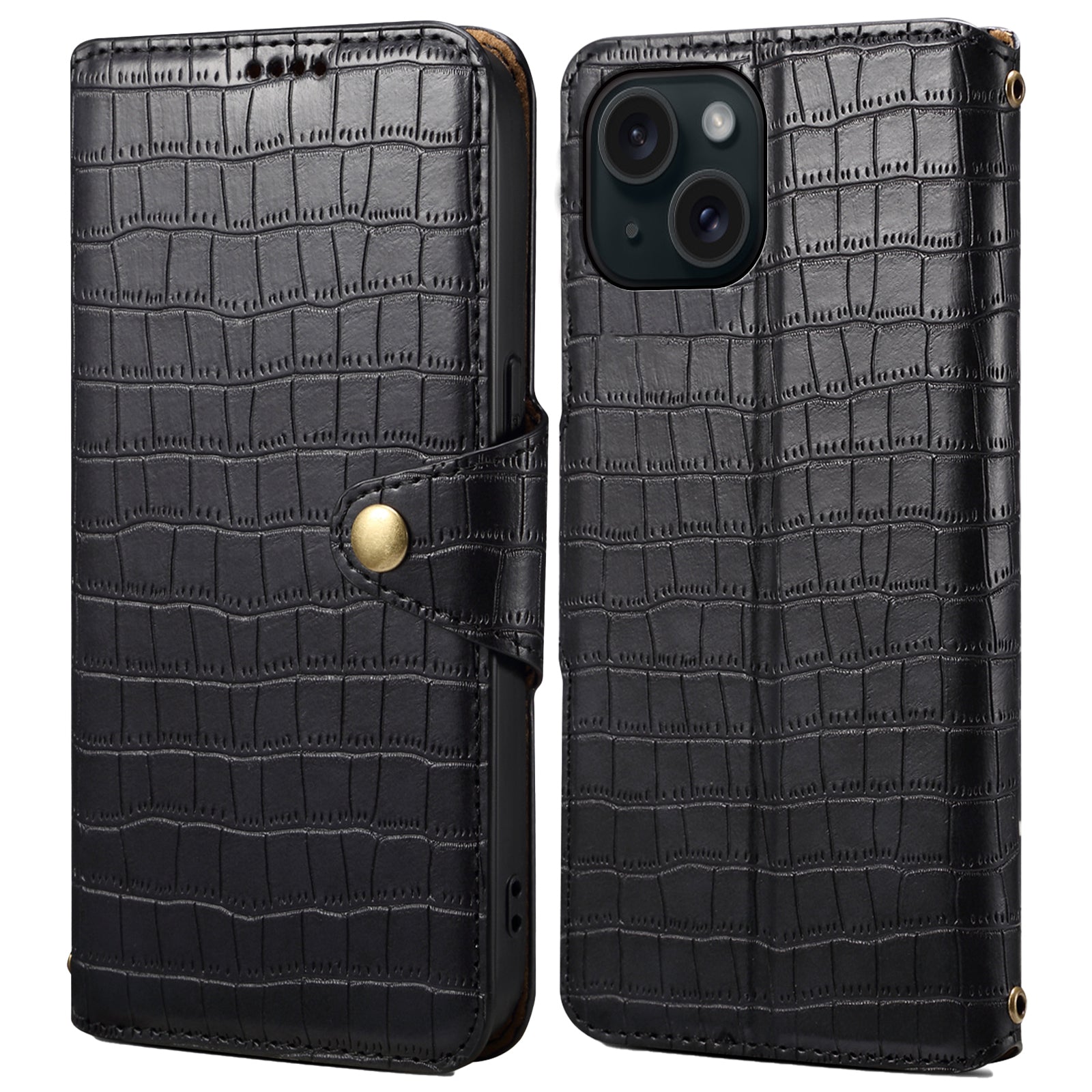 For iPhone 14 Case Crocodile Texture Leather Phone Cover with Wallet Card Slots