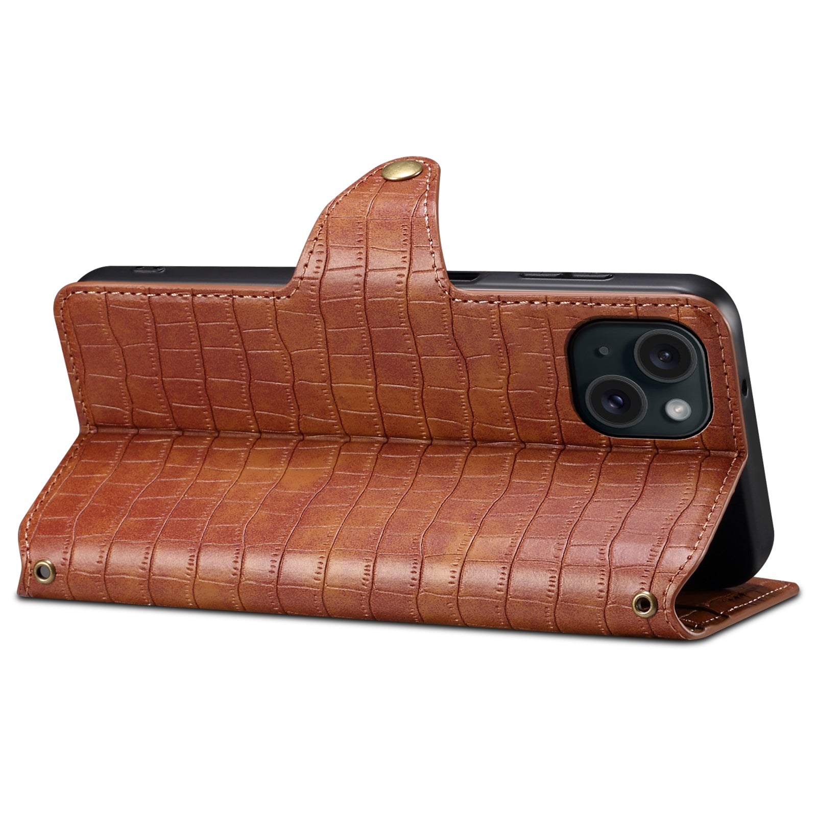 For iPhone 14 Plus Wallet Leather Case Crocodile Texture Stand Protective Phone Cover