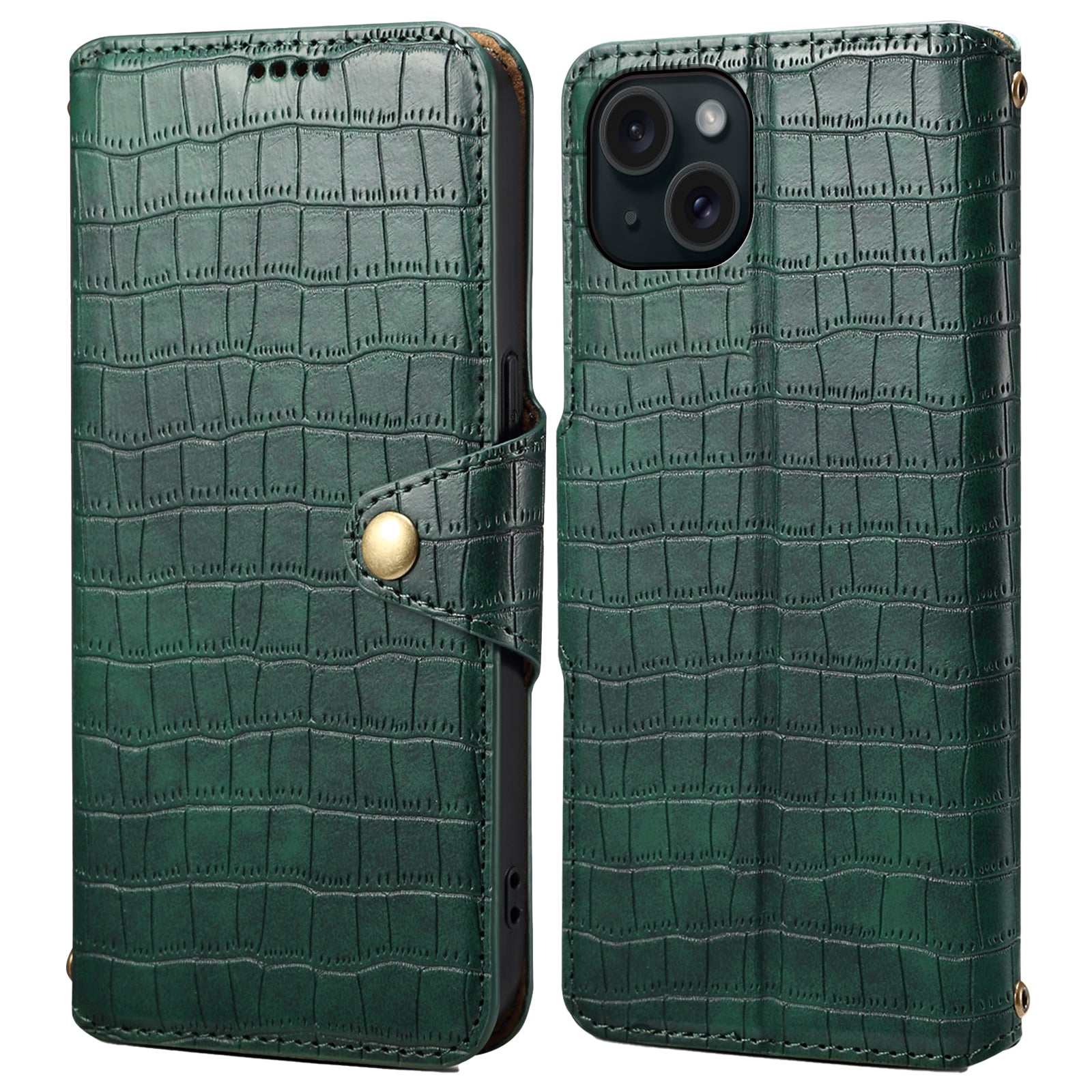 For iPhone 14 Plus Wallet Leather Case Crocodile Texture Stand Protective Phone Cover
