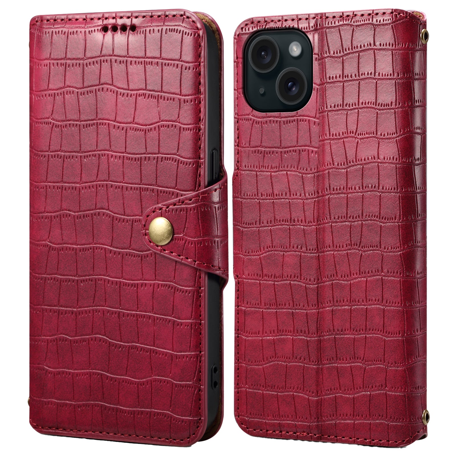 For iPhone 14 Plus Wallet Leather Case Crocodile Texture Stand Protective Phone Cover