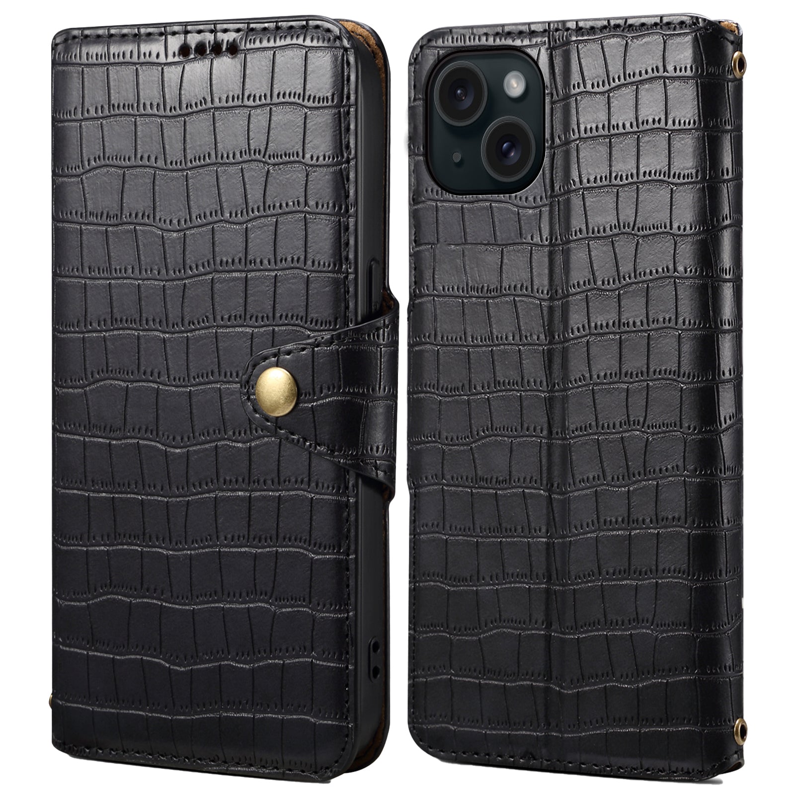 For iPhone 14 Plus Wallet Leather Case Crocodile Texture Stand Protective Phone Cover