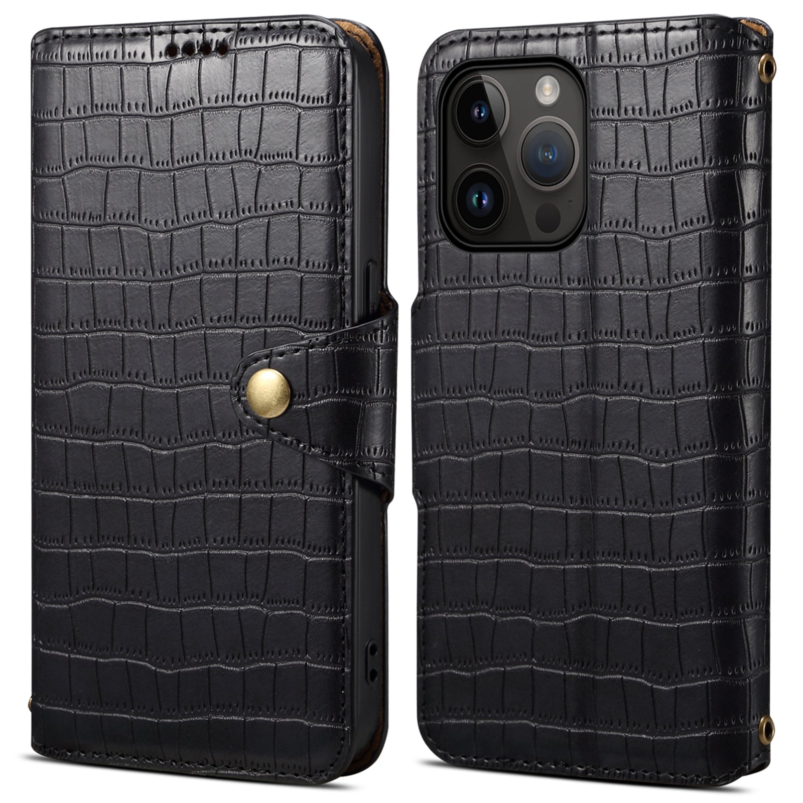 For iPhone 13 Pro Max Leather Cover Crocodile Texture Anti-Drop Wallet Phone Case