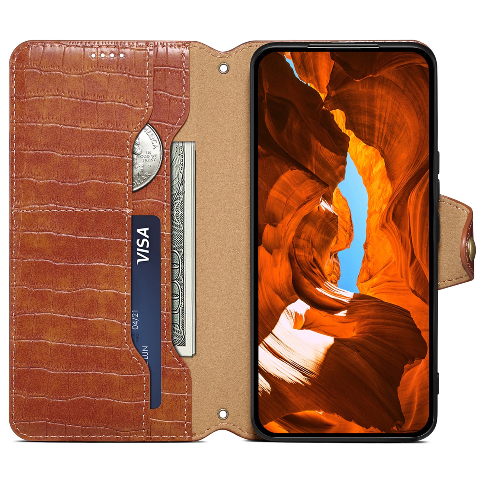 For iPhone 11 Pro Max Magnetic Phone Case PU Leather Magnetic Clasp Wallet Cover