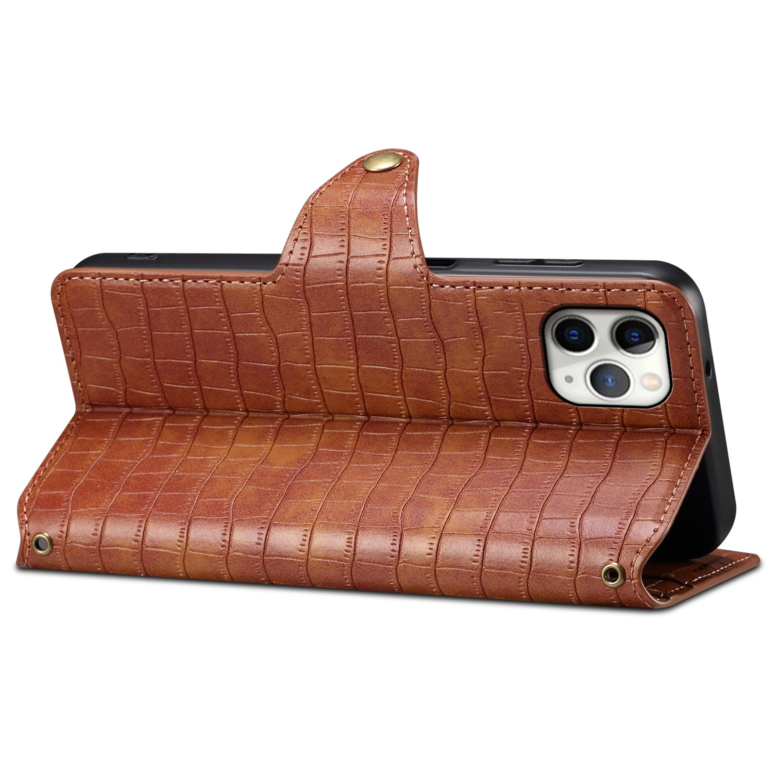 For iPhone 11 Pro Max Magnetic Phone Case PU Leather Magnetic Clasp Wallet Cover