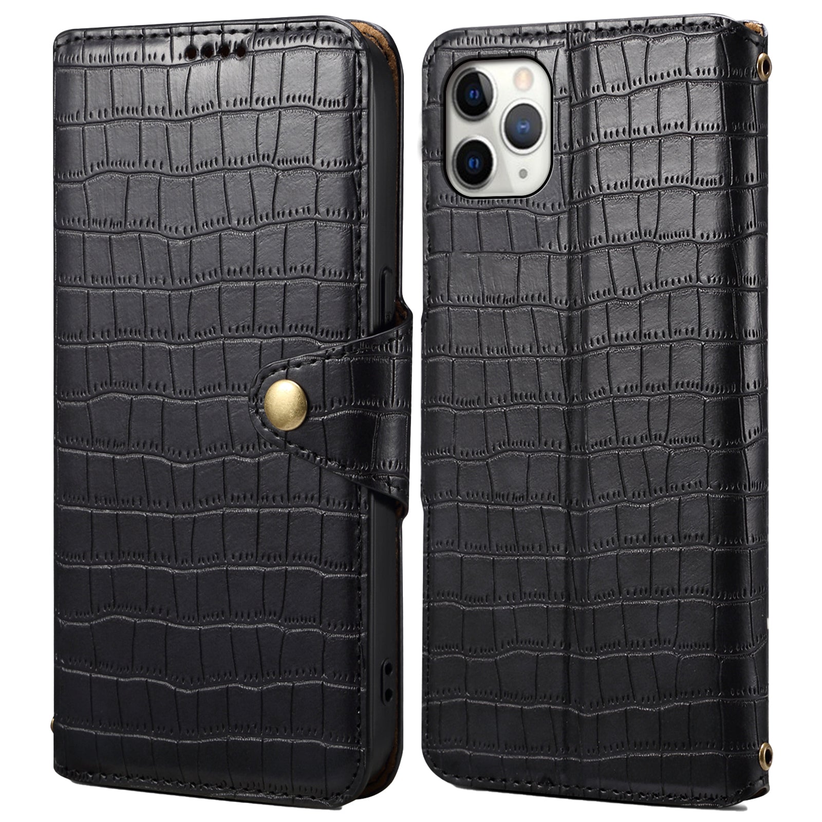 For iPhone 11 Pro Max Magnetic Phone Case PU Leather Magnetic Clasp Wallet Cover