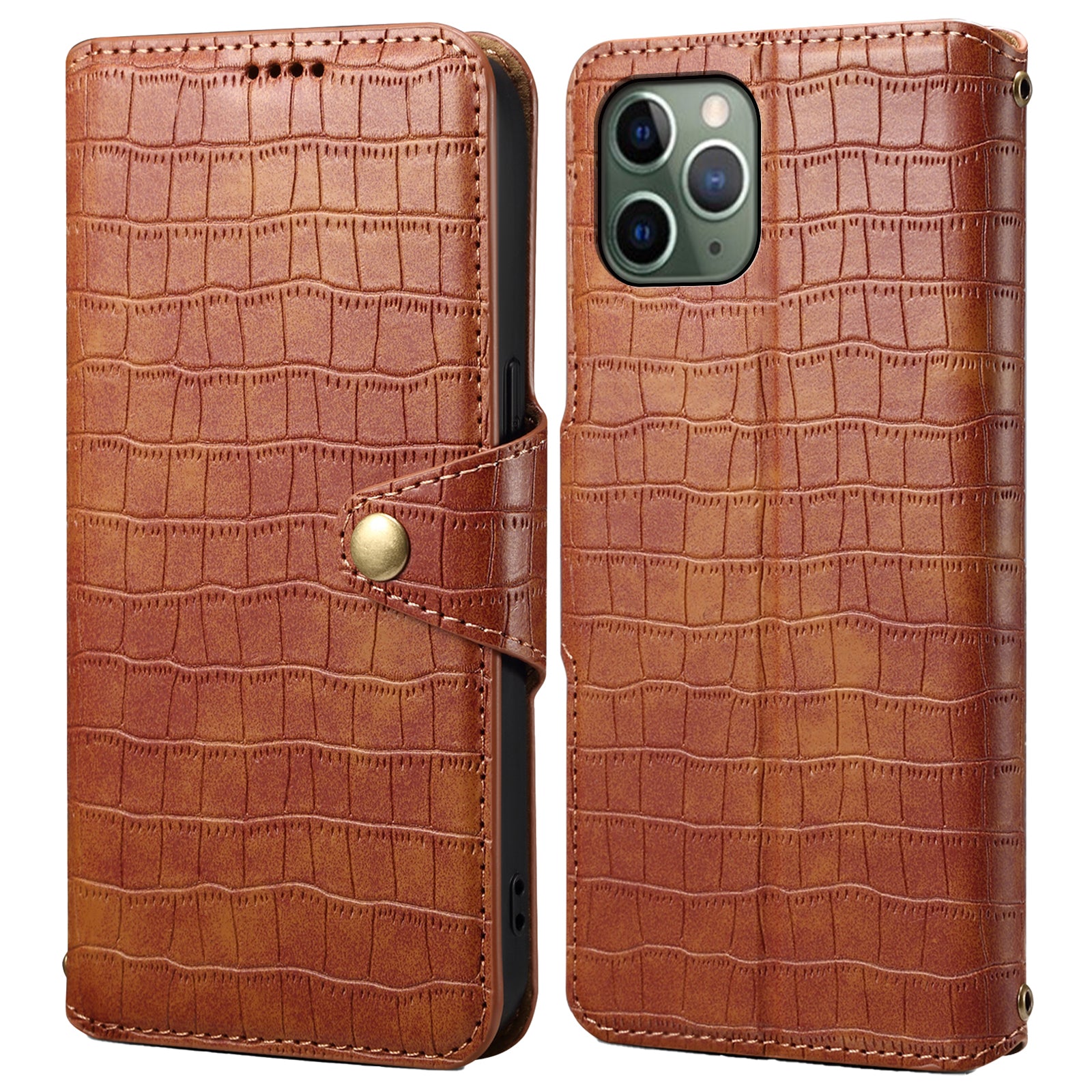 Leather Case for iPhone 12 / 12 Pro Crocodile Texture Wallet Shockproof Phone Cover